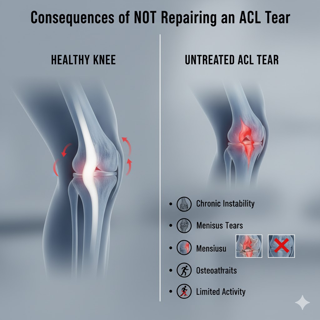 جراحی نکردن پارگی لیگامان صلیبی قدامی چه عواقبی دارد؟