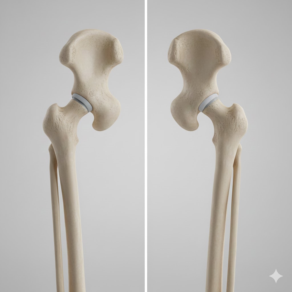 گردن استخوان ران کجا است؟