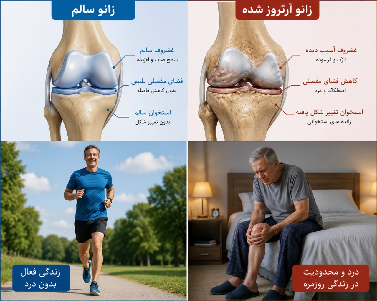 تقسیم‌بندی آرتروز زانو چگونه است؟